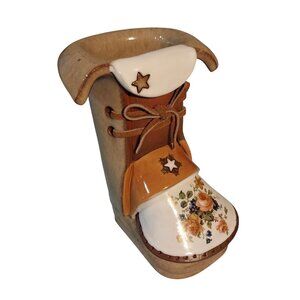 The Clay Cobbler Vintage Terra Cotta Old Style Boot Planter Vase